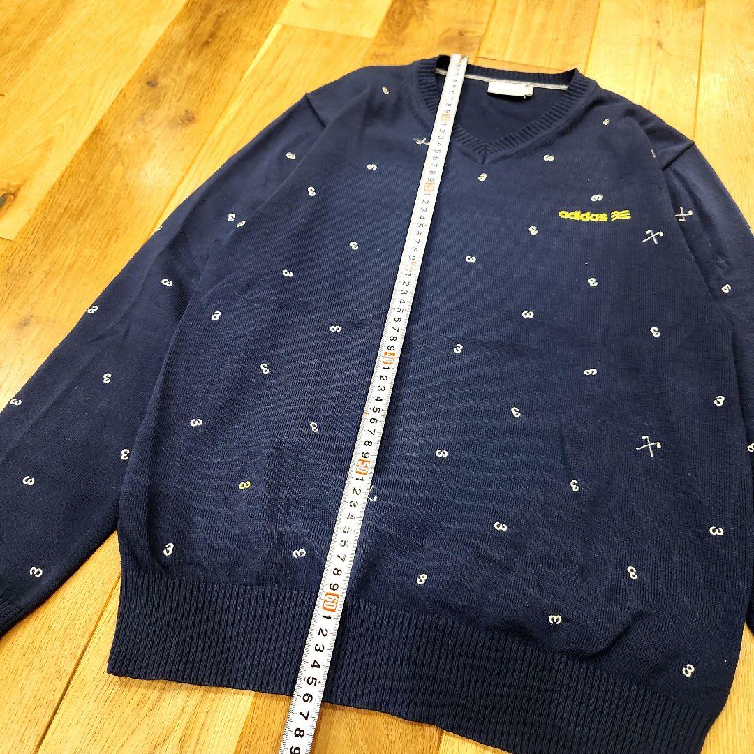 adidas golf アディダスゴルフ ニットセーター Vネック 総柄 L