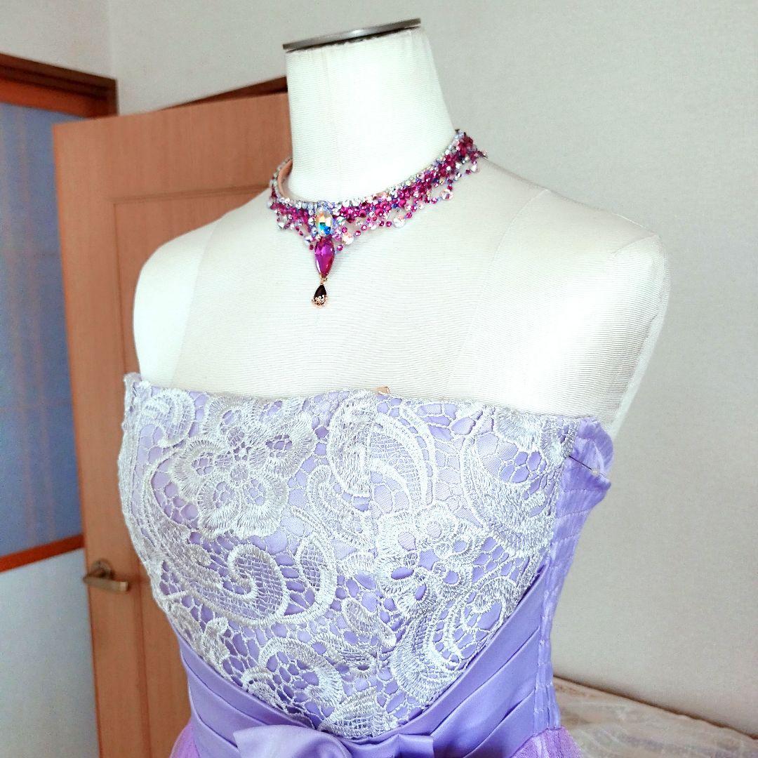 みや様　イヤリングに合わせて明るいパープルのネックレス　社交ダンス　ベリーダンス