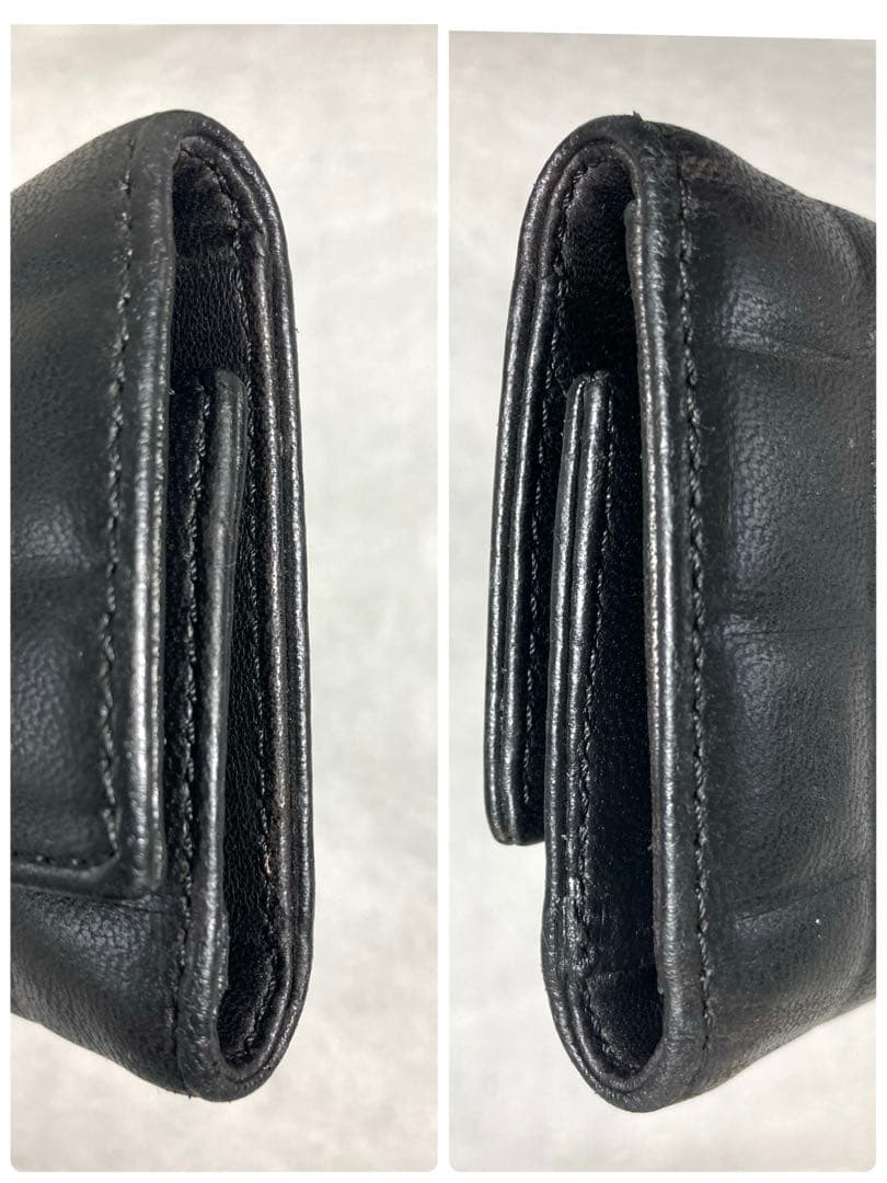 良品　CHANEL シャネル　レザー　チョコバー　6連キーケース　ブラック