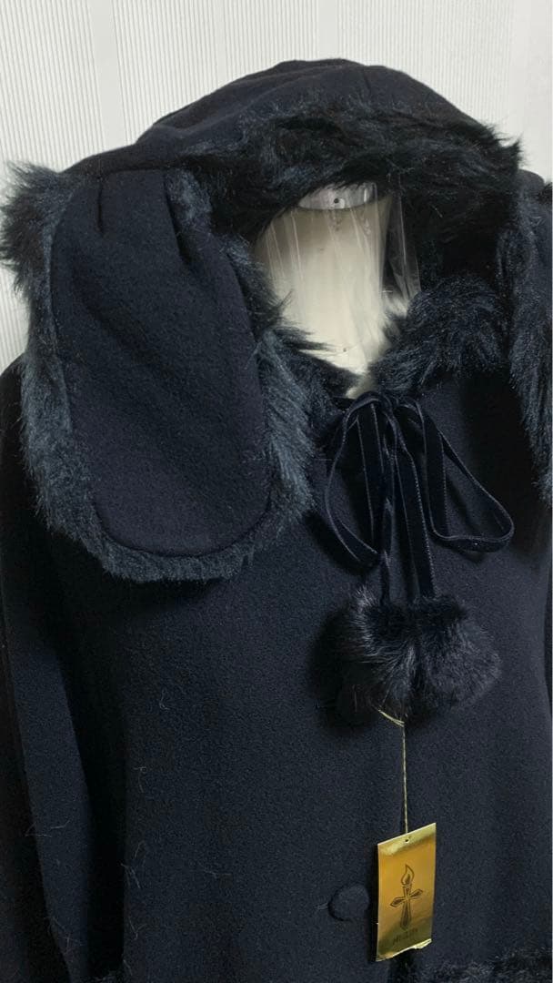 新品 mam うさ耳 うさみみ うさぎ ケープ ポンチョ コート ブラック 黒