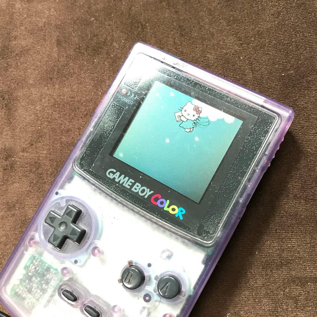 ゲームボーイカラー　　パープル人気色、画面にキズ防止ビニール美品