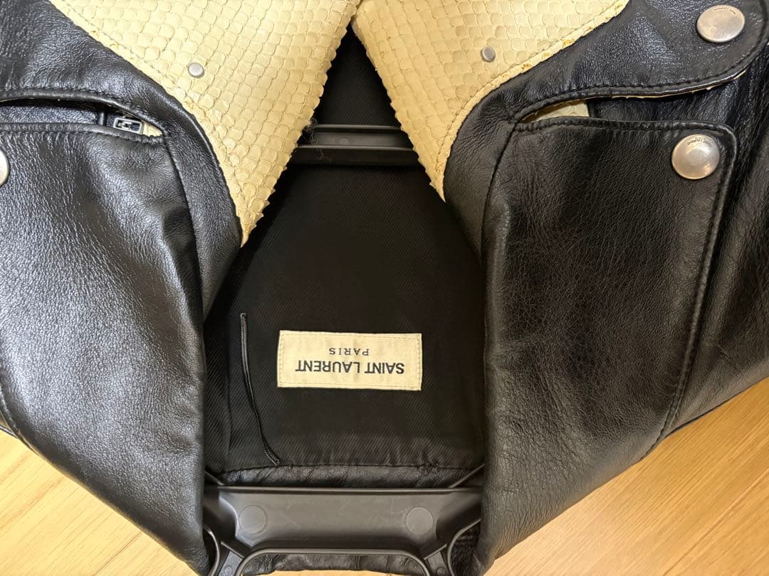 SAINT LAURENT パイソン　レザージャケット　ライダース　44
