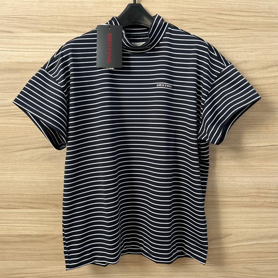 新品★19,800円 紺M BRIEFING 半袖ストライプモックネックシャツ