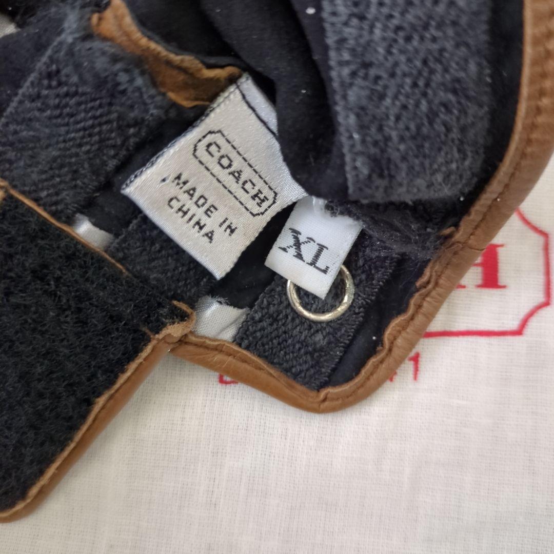 ​【極美品】COACH コーチ レザー ゴルフグローブ 手袋 本革 黒×茶 希少