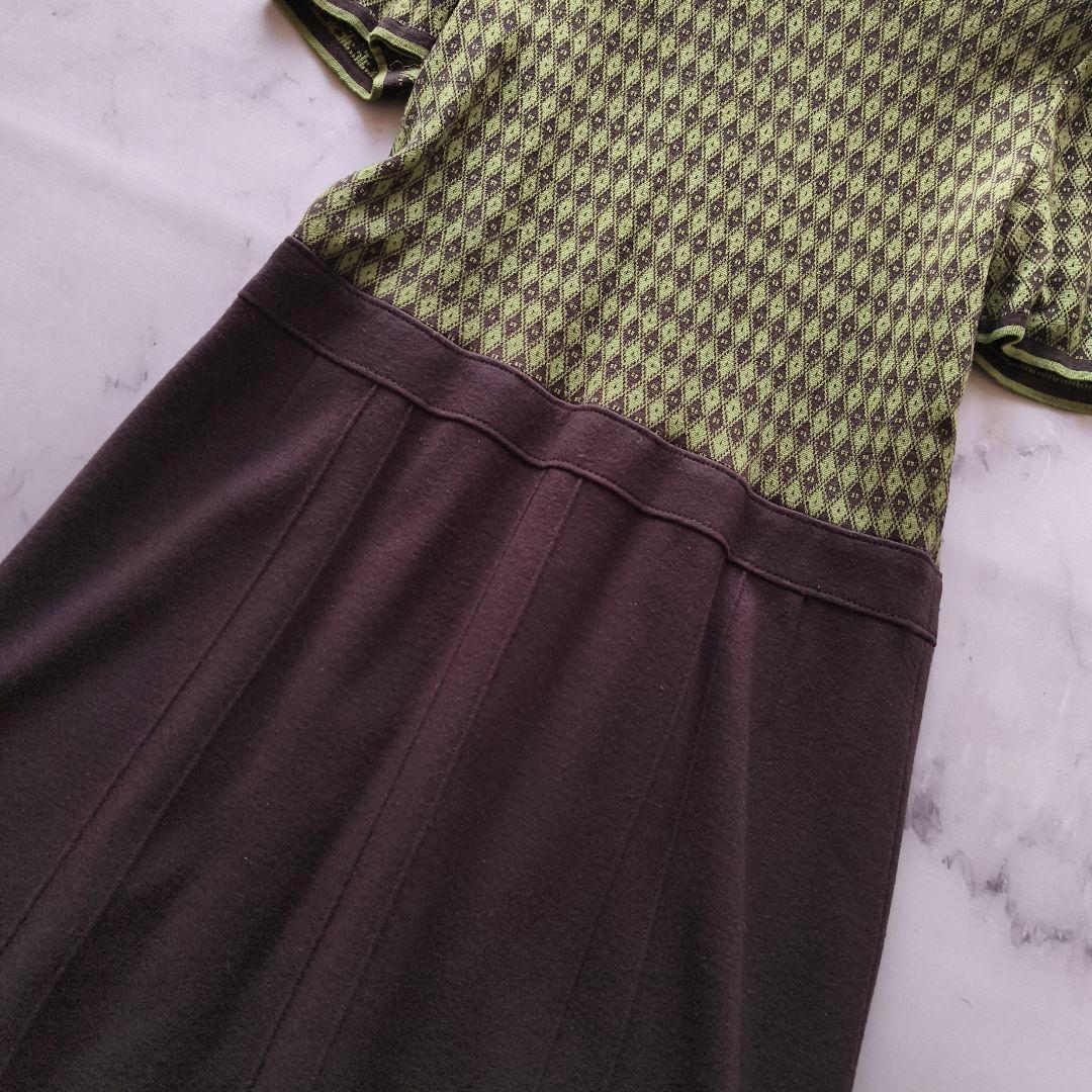 レリアン 13+ XL ドッキングワンピース ニット ハイネック ストレッチ