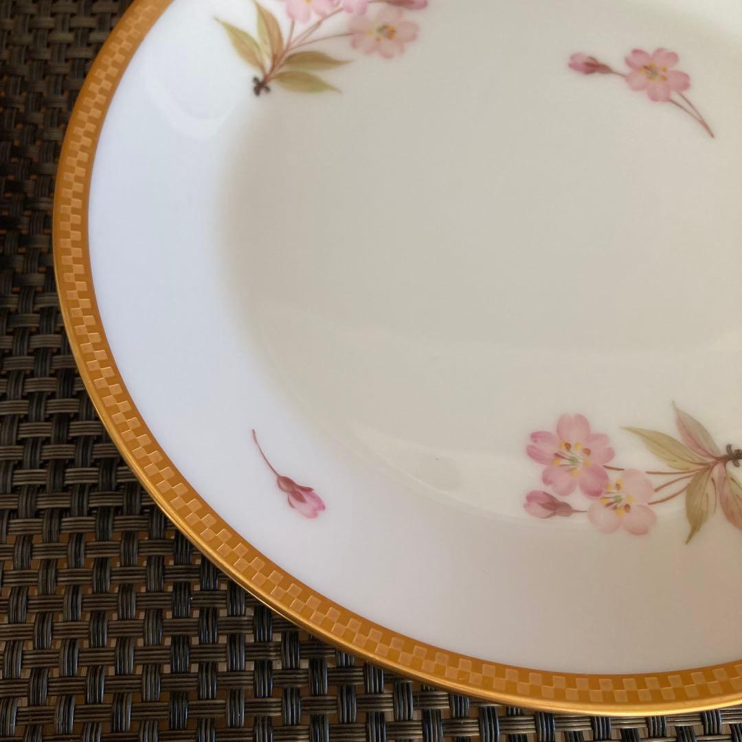 【未使用】大倉陶園　歳時記シリーズ　桜　市松　金彩　皿　16.5cm 2枚　貴重