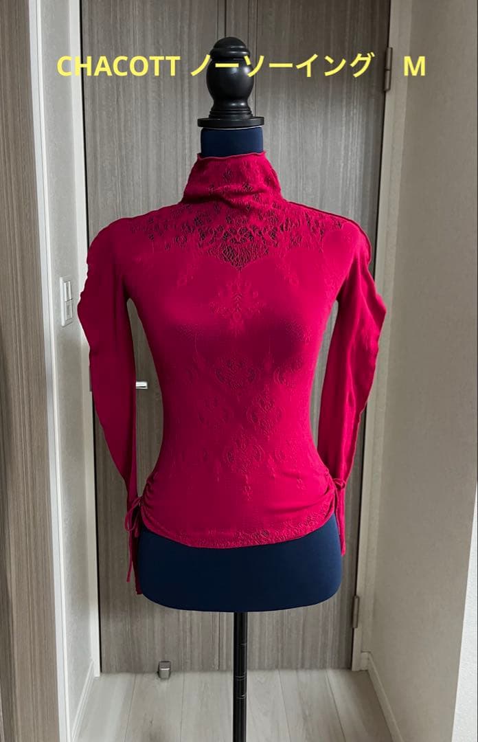 Chacott ノーソーイングニット M レッド　赤ハイネック