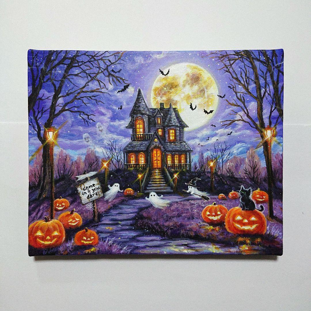 な*は様 【ハロウィン③】アクリル画 F3 風景画 絵画