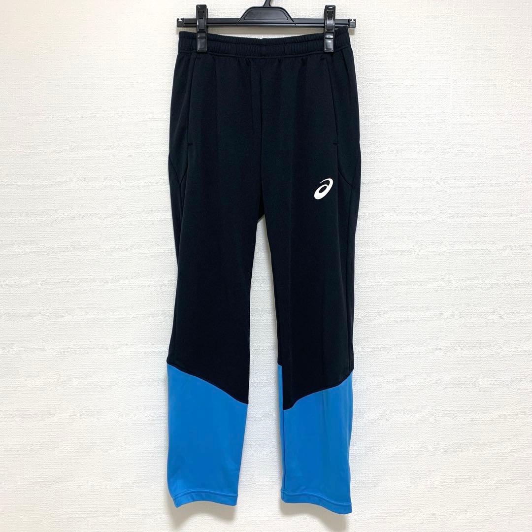 アシックス★メンズ トレーニング パンツ ジャージ M 黒 ブルー★ASICS