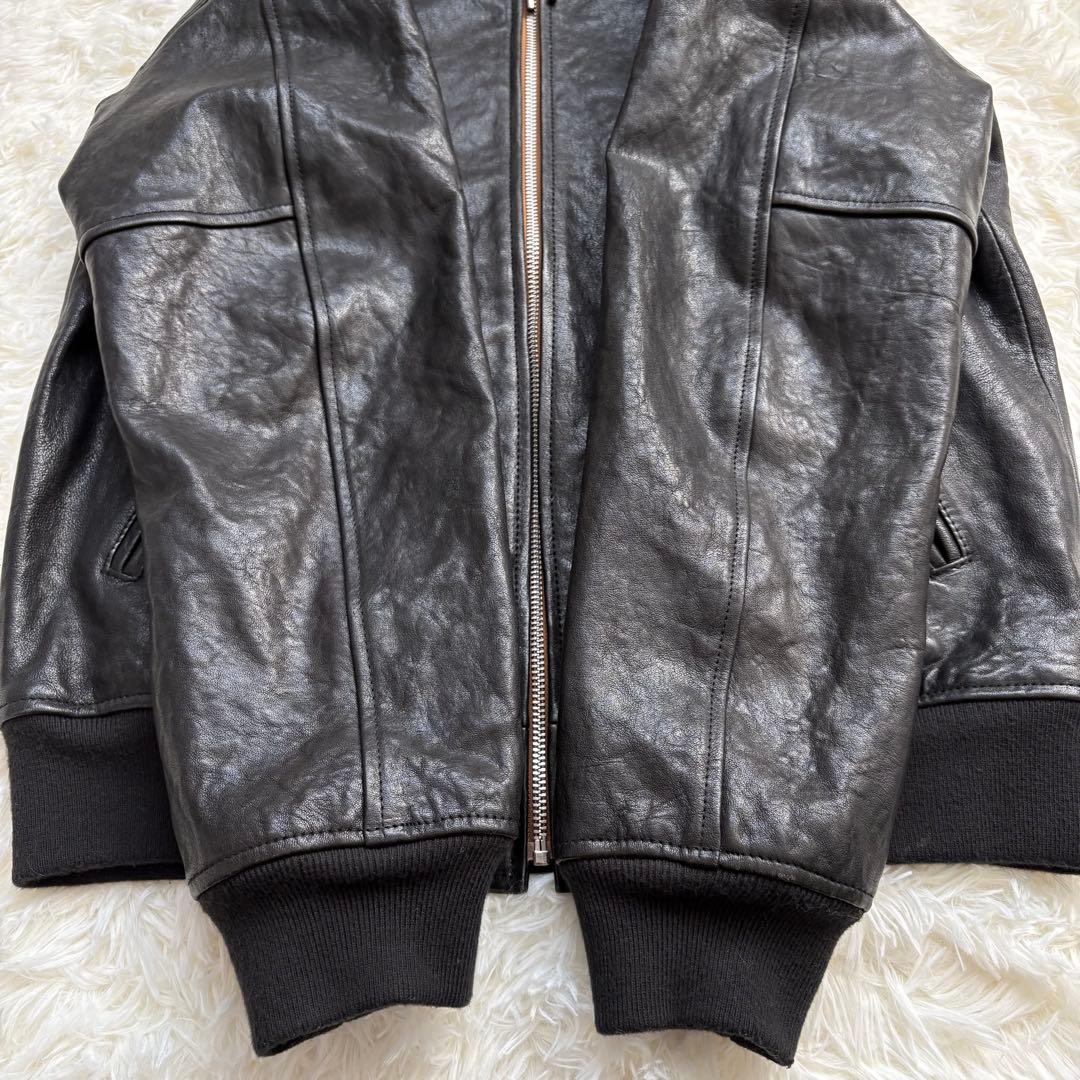 極美品 Schott ラムレザー ジャケット パーカー ジップアップ リブ 38