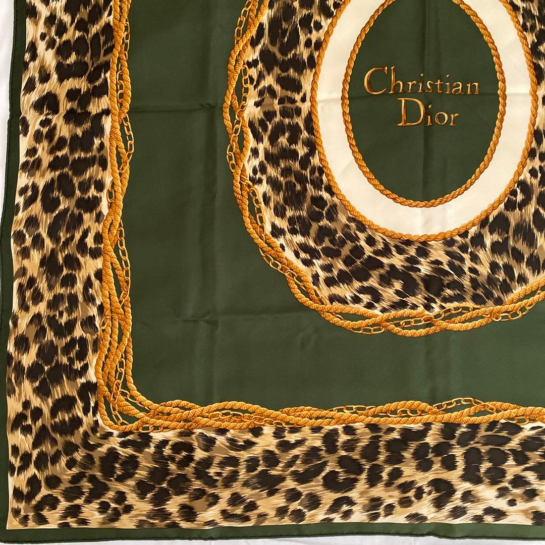 Christian Dior 大判シルクスカーフ　レオパード　美品