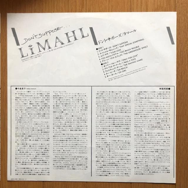 洋楽 Limahl Don't Suppose EMS91080 LP / y121