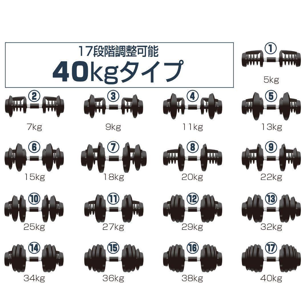 【新品】ダンベル 可変式 40kg 40キロ 2個セット 多機能 R2595