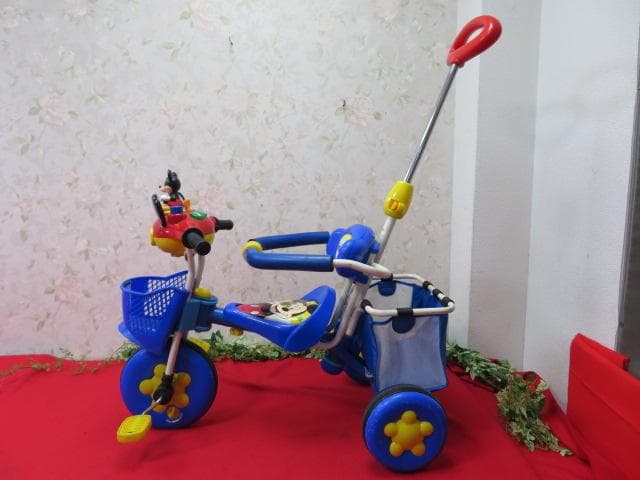 22FF1333 ミッキーマウス　手押し三輪車　ブルー