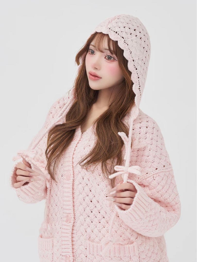 新品未開封 ダーリッチ アントルラックリボンニットボンネット ピンク