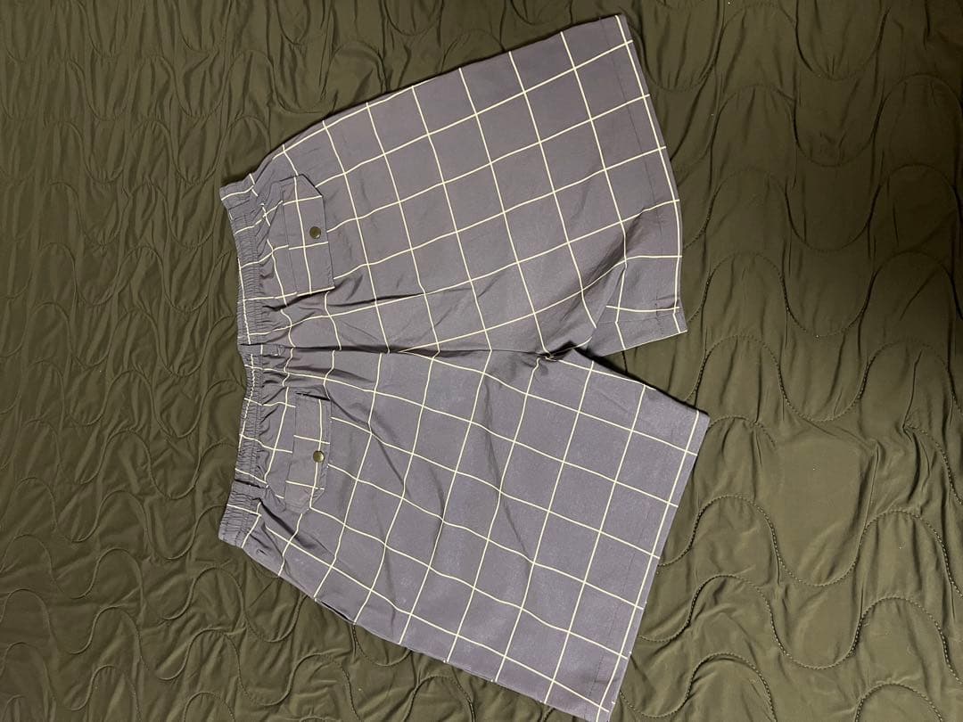 【美品】NAAFY モックネック　ショートパンツ ネイビーチェック柄　ゴルフ