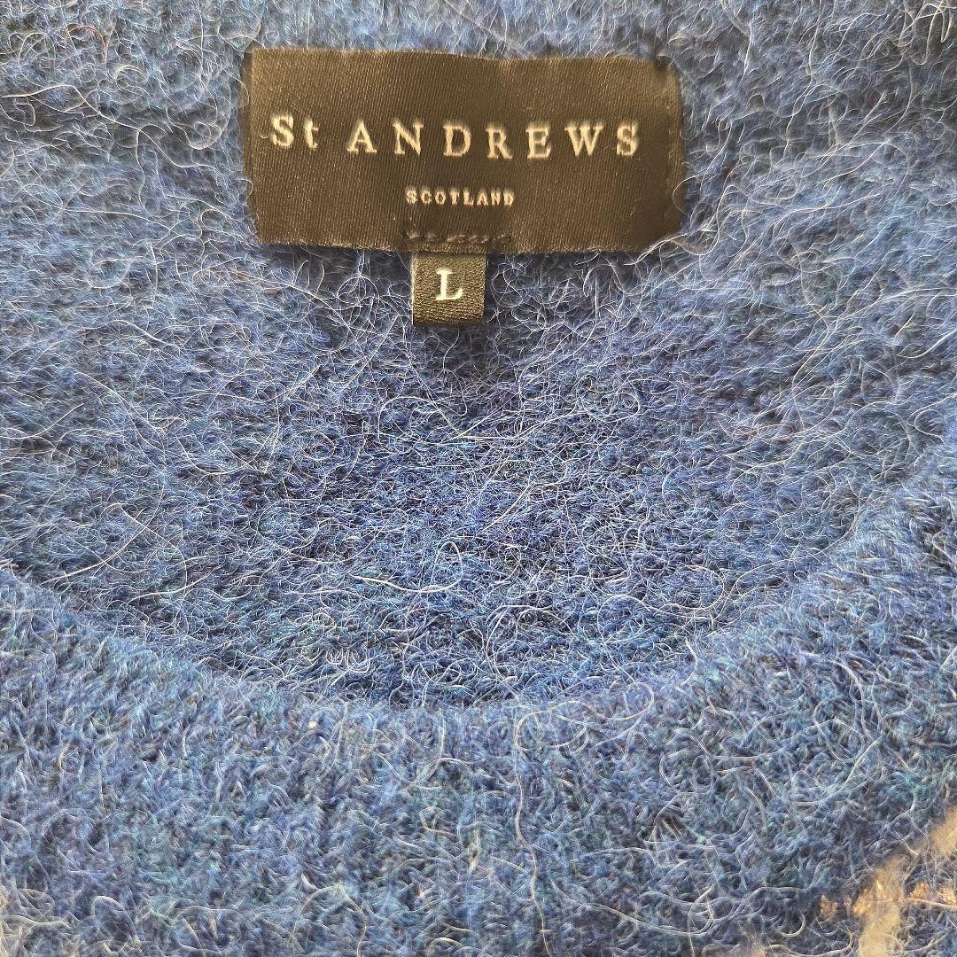 ST ANDREWS 青 チェック柄 長袖セーター