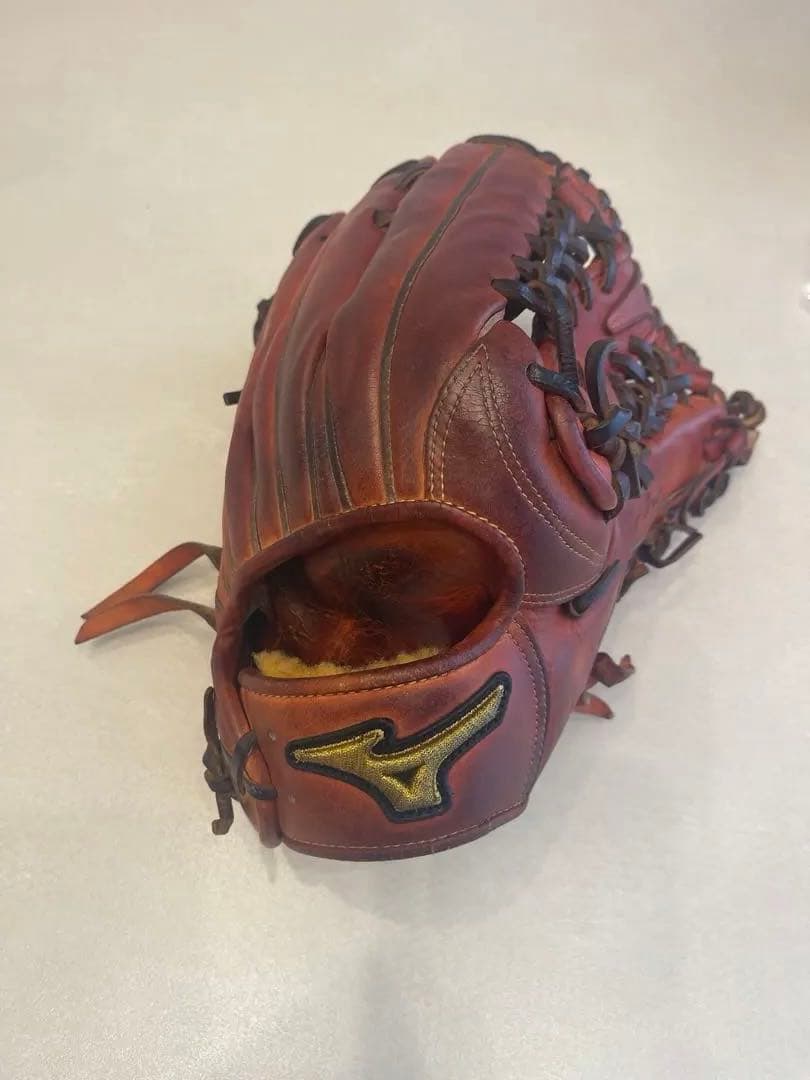 ミズノプロ　硬式用グローブ オレンジ 外野手用グラブ　グローブ 高校野球対応
