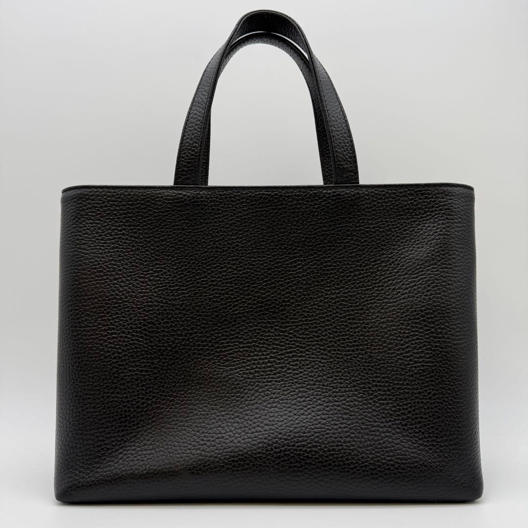 【極美品】HushTug ハッシュタグ ジップミニトート ブラック シボ革