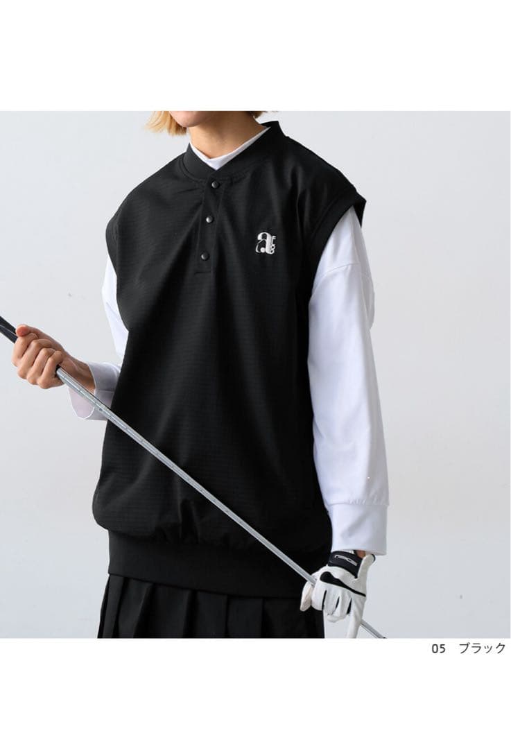 アンティカantiqua★golfロゴゴルフベスト★ブラック★男女兼用