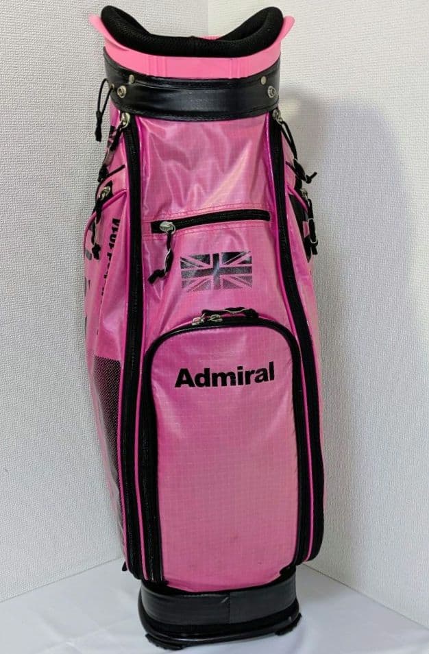 「Admiral キャディバッグ 濃いピンク フード・ショルダー付」