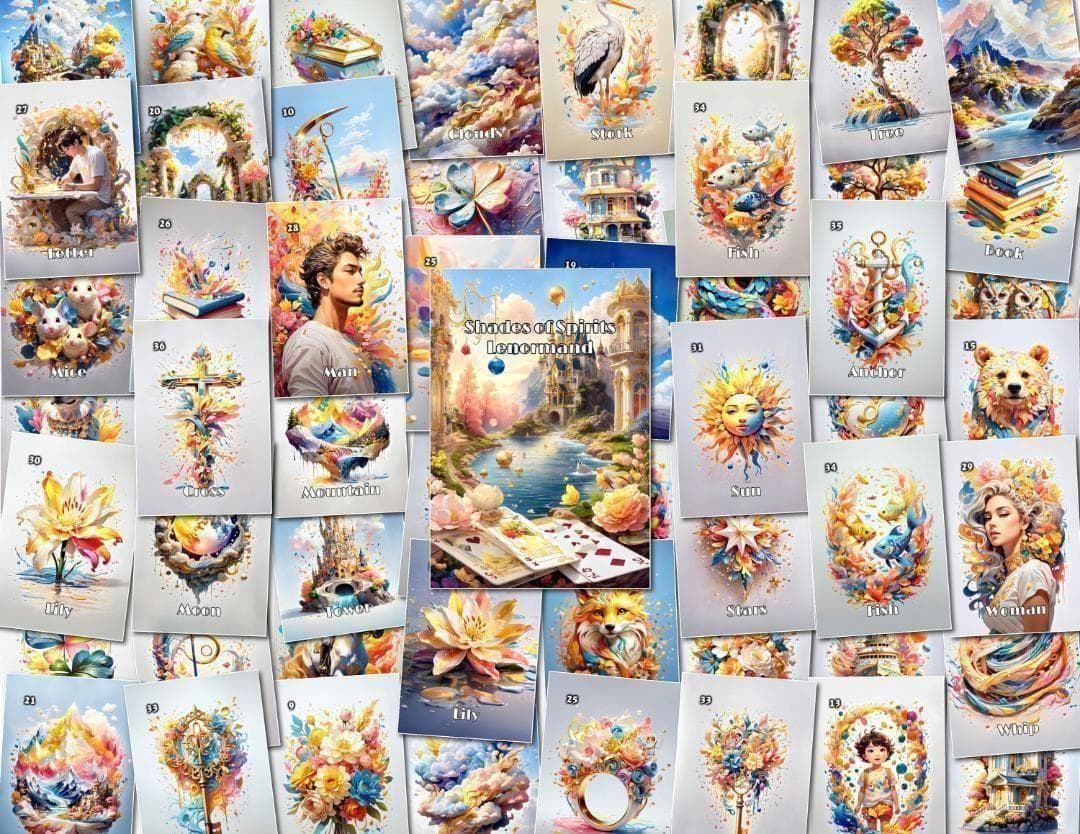 【正規品ルノルマンカード】メルヘンで可愛いパステル色✨53枚✨生命の色合いデッキ