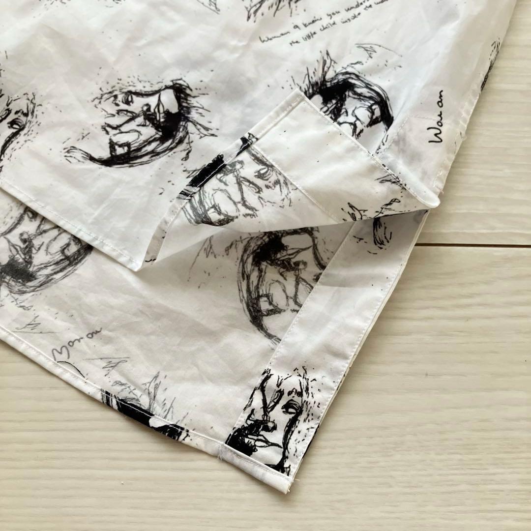 レア 新品 ジョンレノン オノヨーコ スケッチ ロング シャツ ワンピース 刺繍