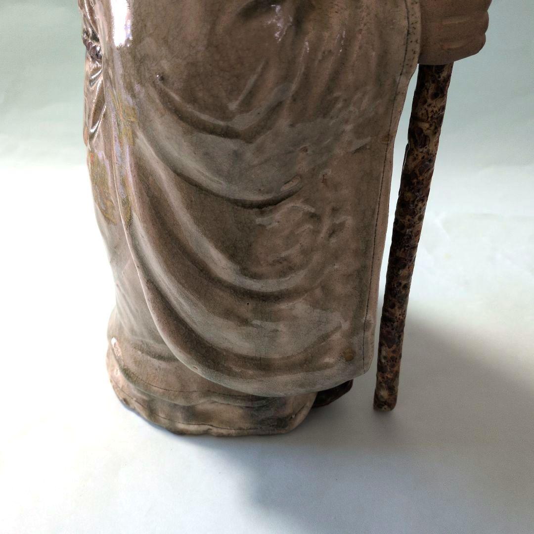 七福神　福禄寿（ふくろくじゅ）陶器置物　瀬戸　加藤進（号信人）作　高さ42cm