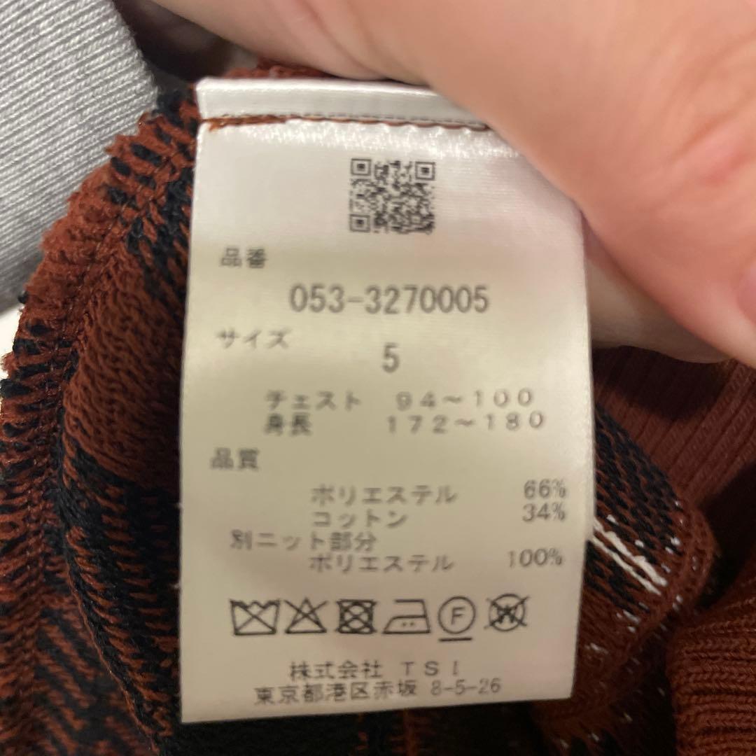 PG ロゴ ニットセーター ブラウン系チェック　サイズ5