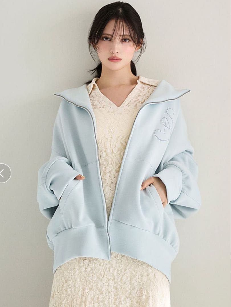 【新品未使用】SNIDEL♡エンブレムボンディングパーカー ライトブルー