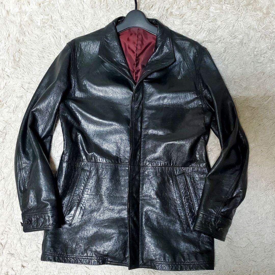 美品 MENS TENORAS 山羊革 レザーテーラードジャケット 比翼仕立て