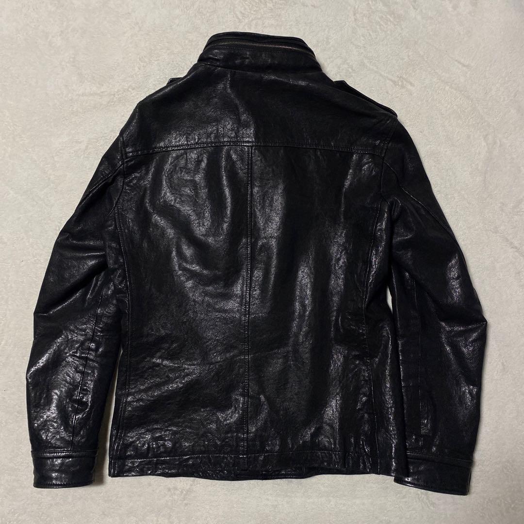 希少✨PS Paul Smith ラムレザー　シングルライダースジャケット　黒