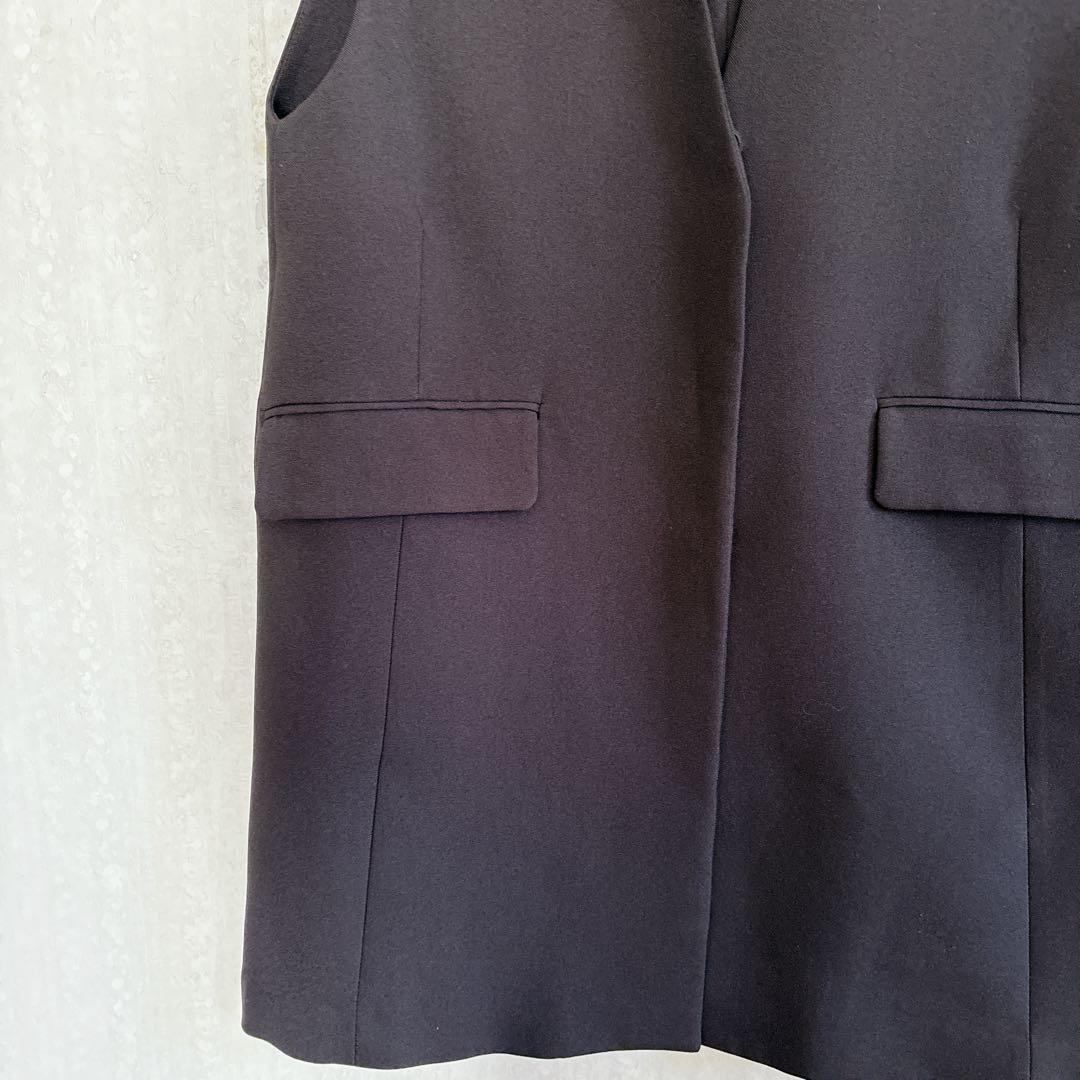 ♦︎美品♦︎CELFORD リネンライクパールネックロングジレ ブラック