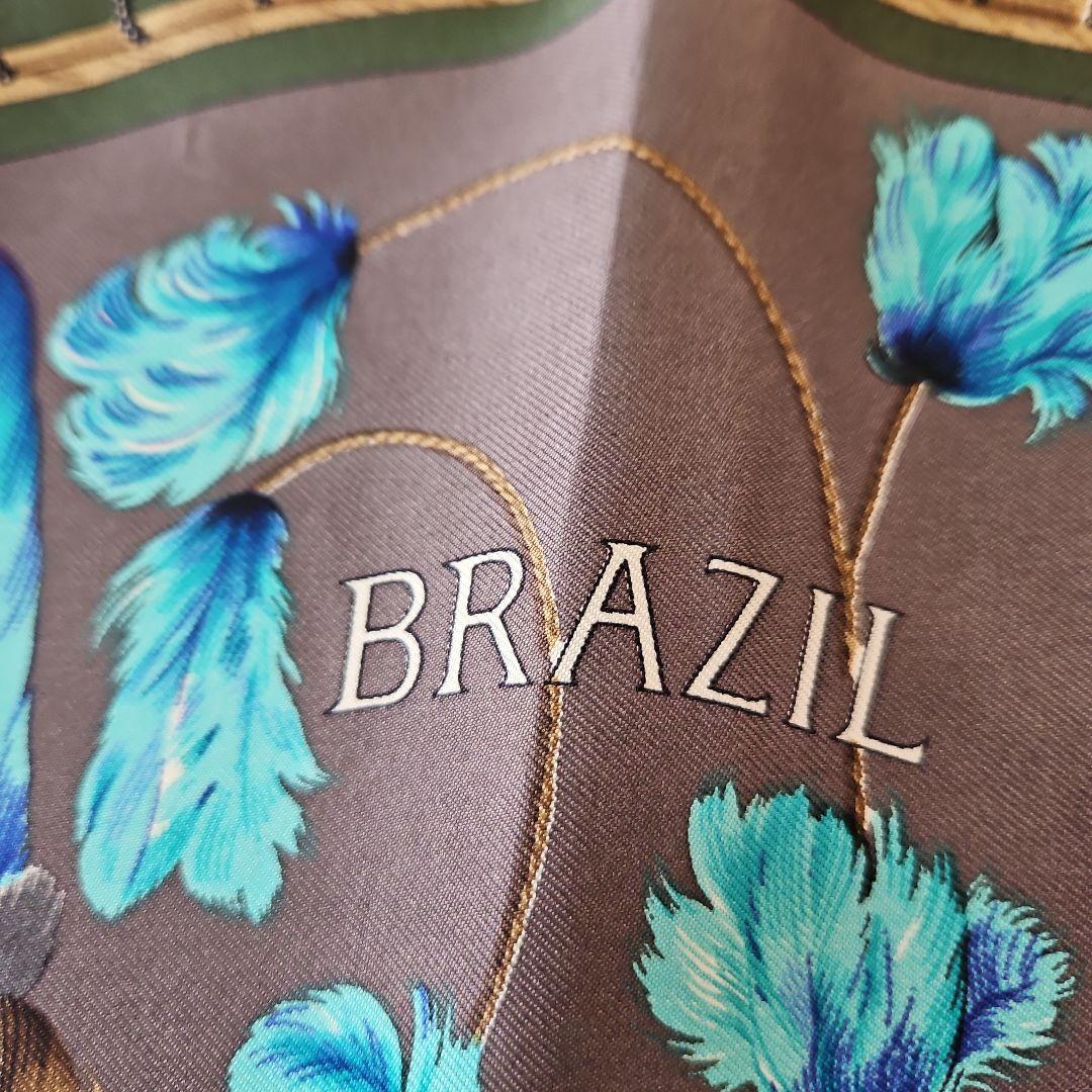 HERMES ブラジル羽根デザイン スカーフ
