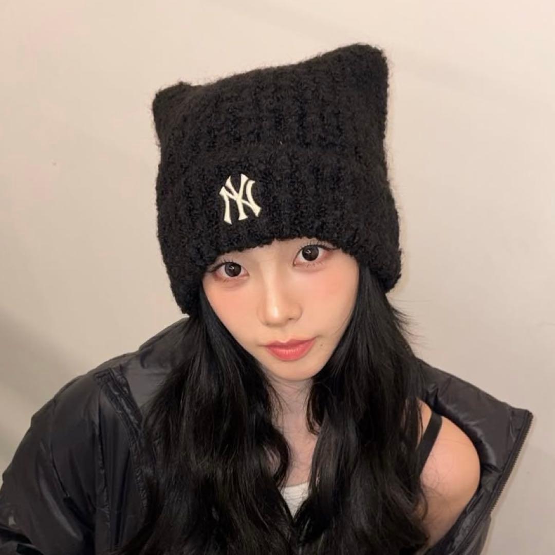 MLB KOREA 猫耳ニット帽 新品未開封 ビーニー 韓国限定 カリナ着用