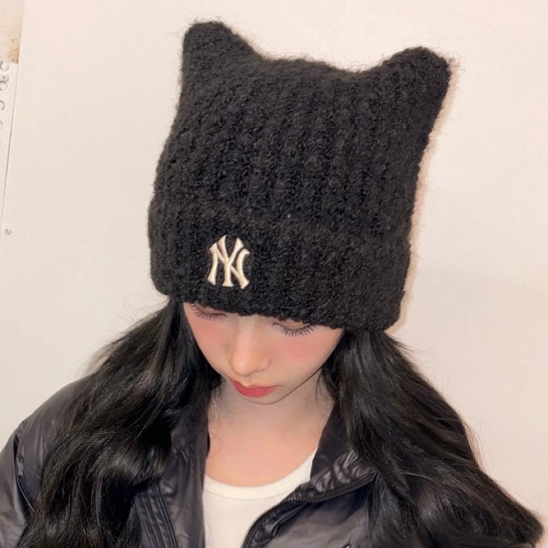 MLB KOREA 猫耳ニット帽 新品未開封 ビーニー 韓国限定 カリナ着用