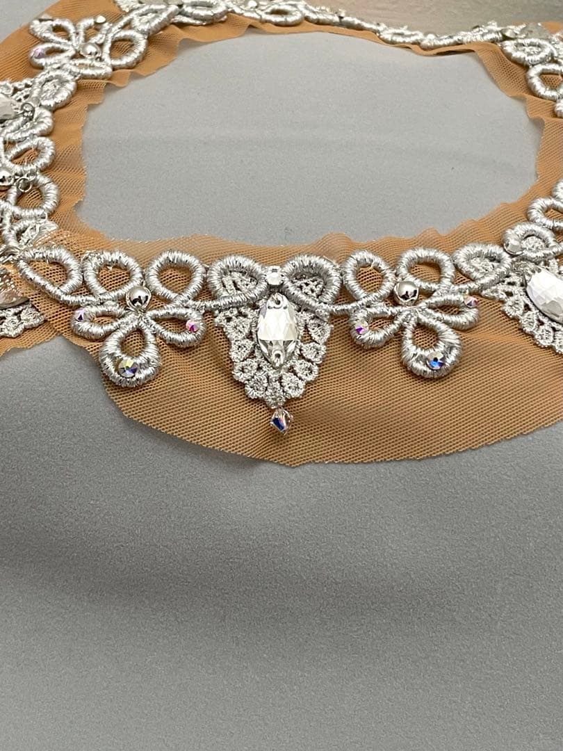 バレエ用　ハンドメイド　ネックレス　首飾り　シルバー系　スワロフスキー