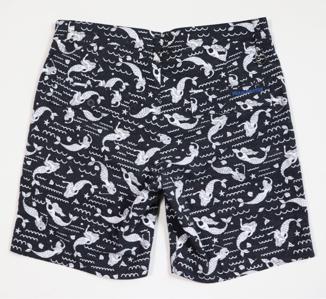 《パーリーゲイツ》新品 麻混素材 マーメイド柄ショートパンツ 4(W84)