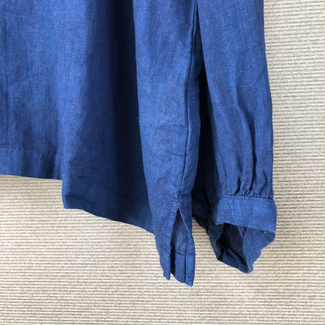 nest robe 2025SS 水撚りリネン襟付きブラウス インディゴブルー