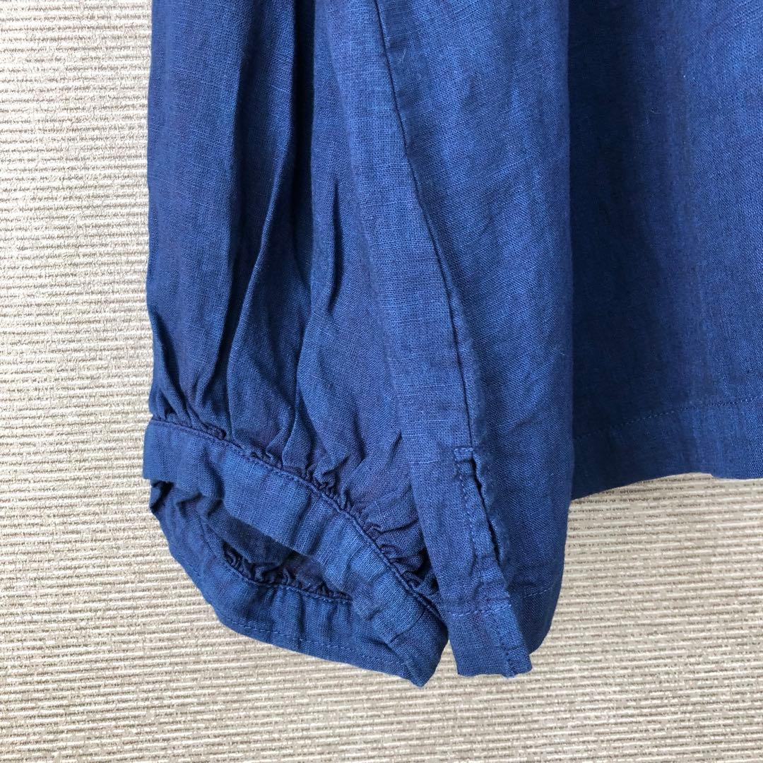 nest robe 2025SS 水撚りリネン襟付きブラウス インディゴブルー
