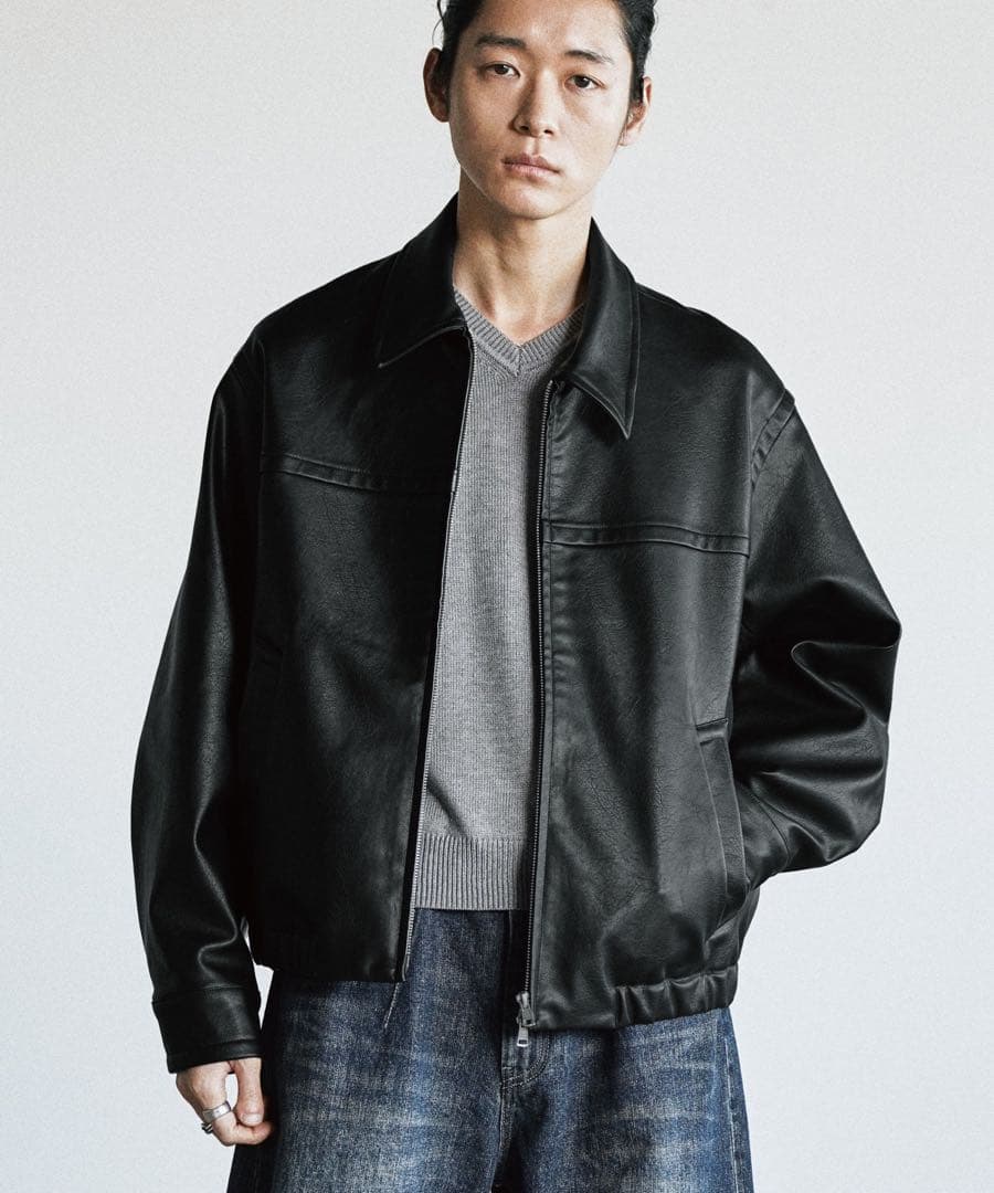 FAUX SUEDE ZIP BLOUSON レザージャケット　wym