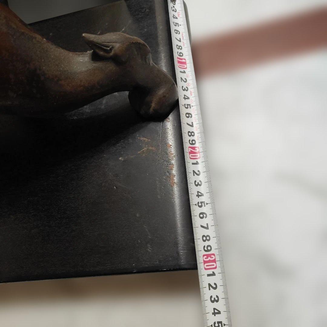 大型　金属製 玉乗り獅子の置物