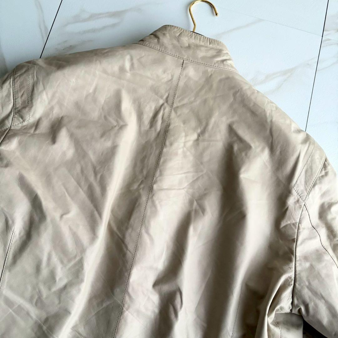 人気◆HUGO BOSS 本革 シングルライダース ジャケット XL