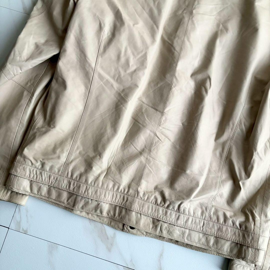 人気◆HUGO BOSS 本革 シングルライダース ジャケット XL
