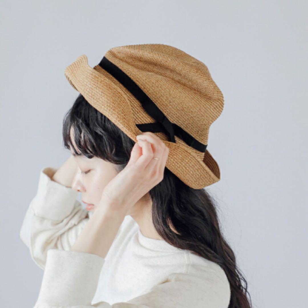 【美品】mature ha. ペーパーハット グログランリボン マチュアーハ