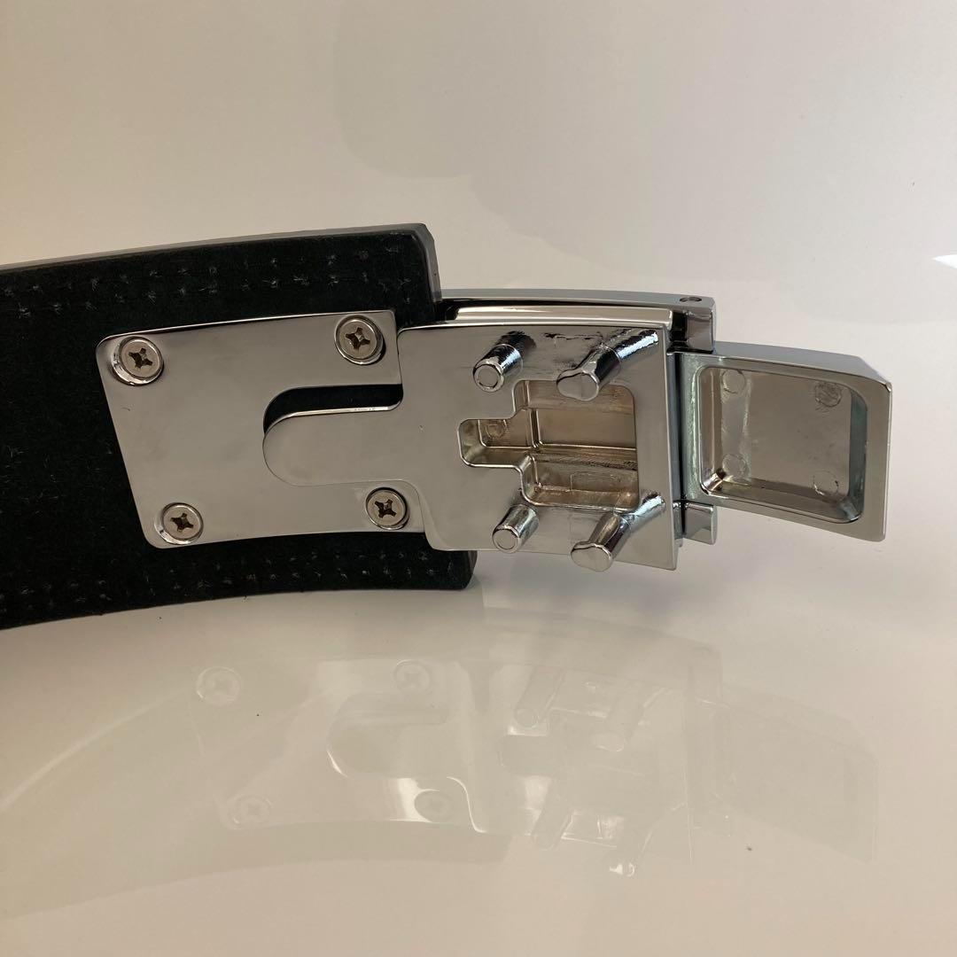 パワーベルト 本革 レバーアクション ワンタッチ可変式 Lサイズ 茶×光沢銀