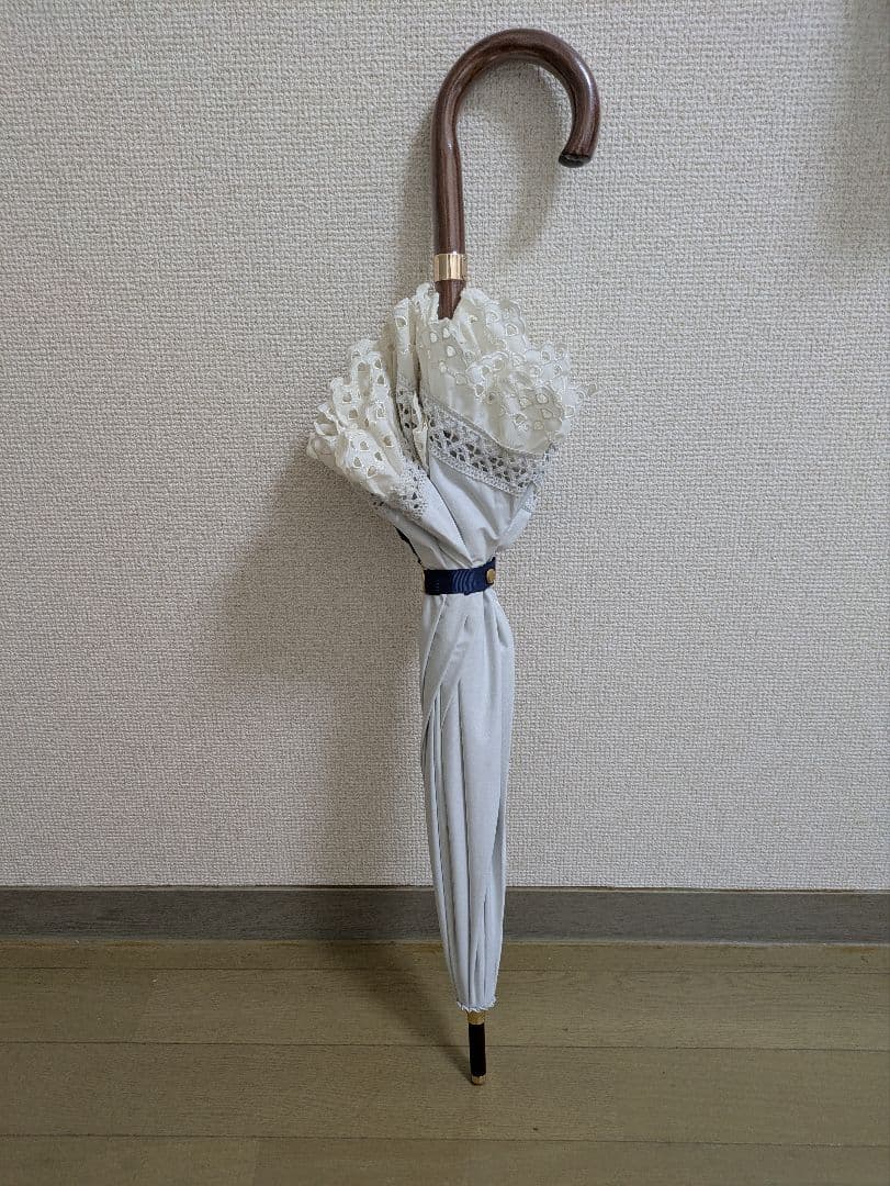 【美品】ラルフローレン 日傘 長傘フリル 白