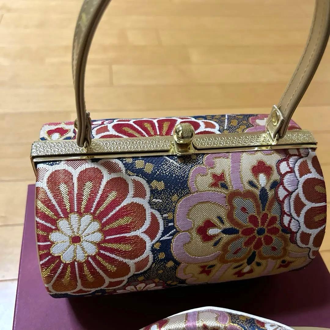 和装用　花柄　ハンドバッグ 草履　セット　成人式