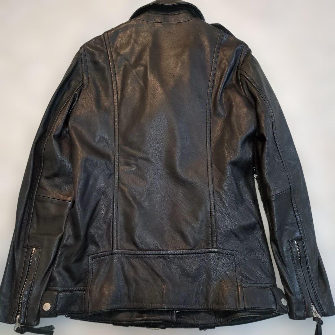 【極美品】デンハム ラムレザー ライダースジャケット ダブル 黒