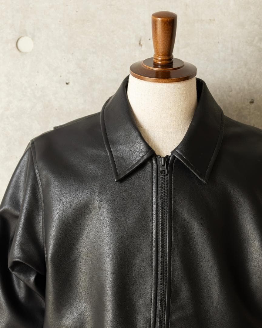 シンセティックレザー ジップアップジャケット